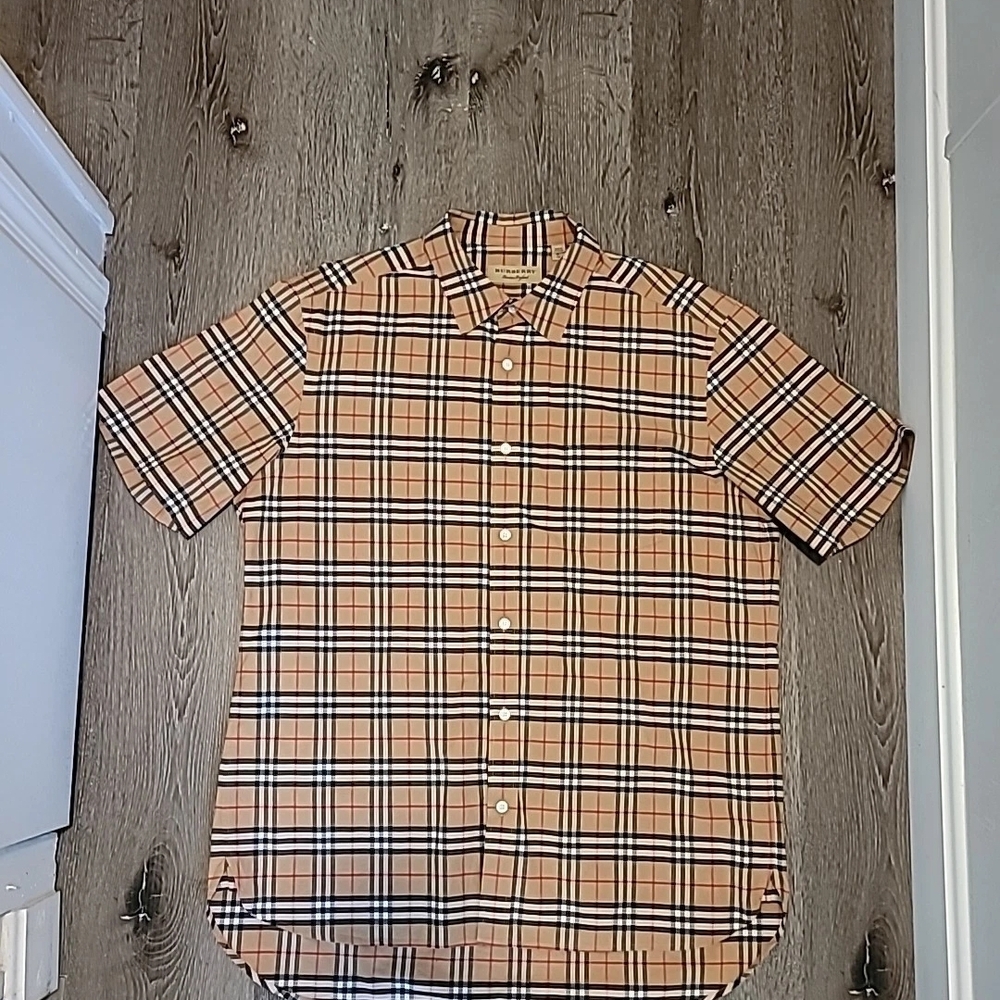 Burberry House Check Button Up T Shirt Mens Extra Large